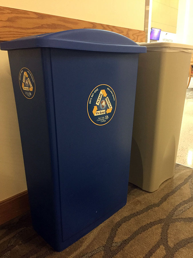Everyone plays a role in recycling on campus Blue recycling bin
