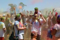 Children and families at Holi festival