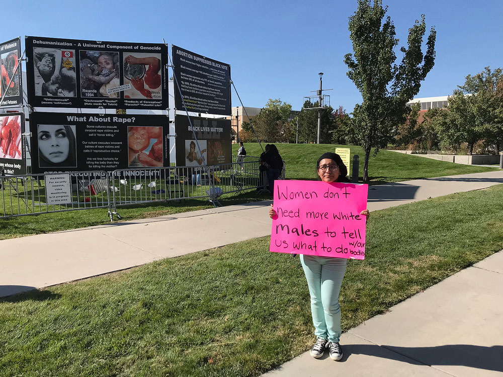 Students protest Genocide Awareness Project Genocide Awareness Project