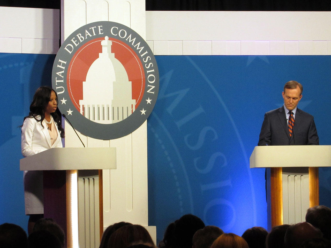 Love, McAdams debate at Miller Campus Mia Love and Ben McAdams