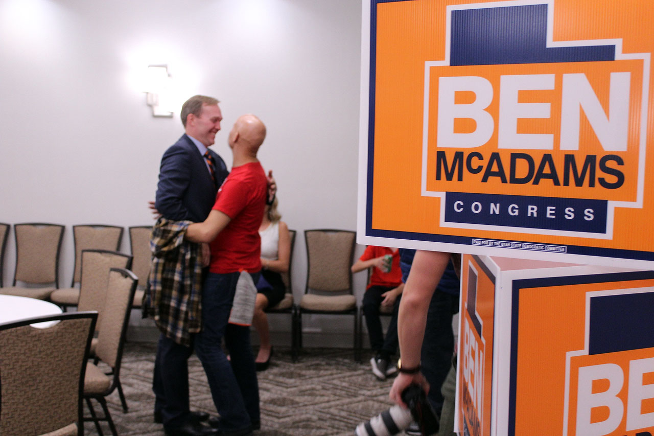 Utah’s 4th District race too close to call Ben McAdams shakes hands