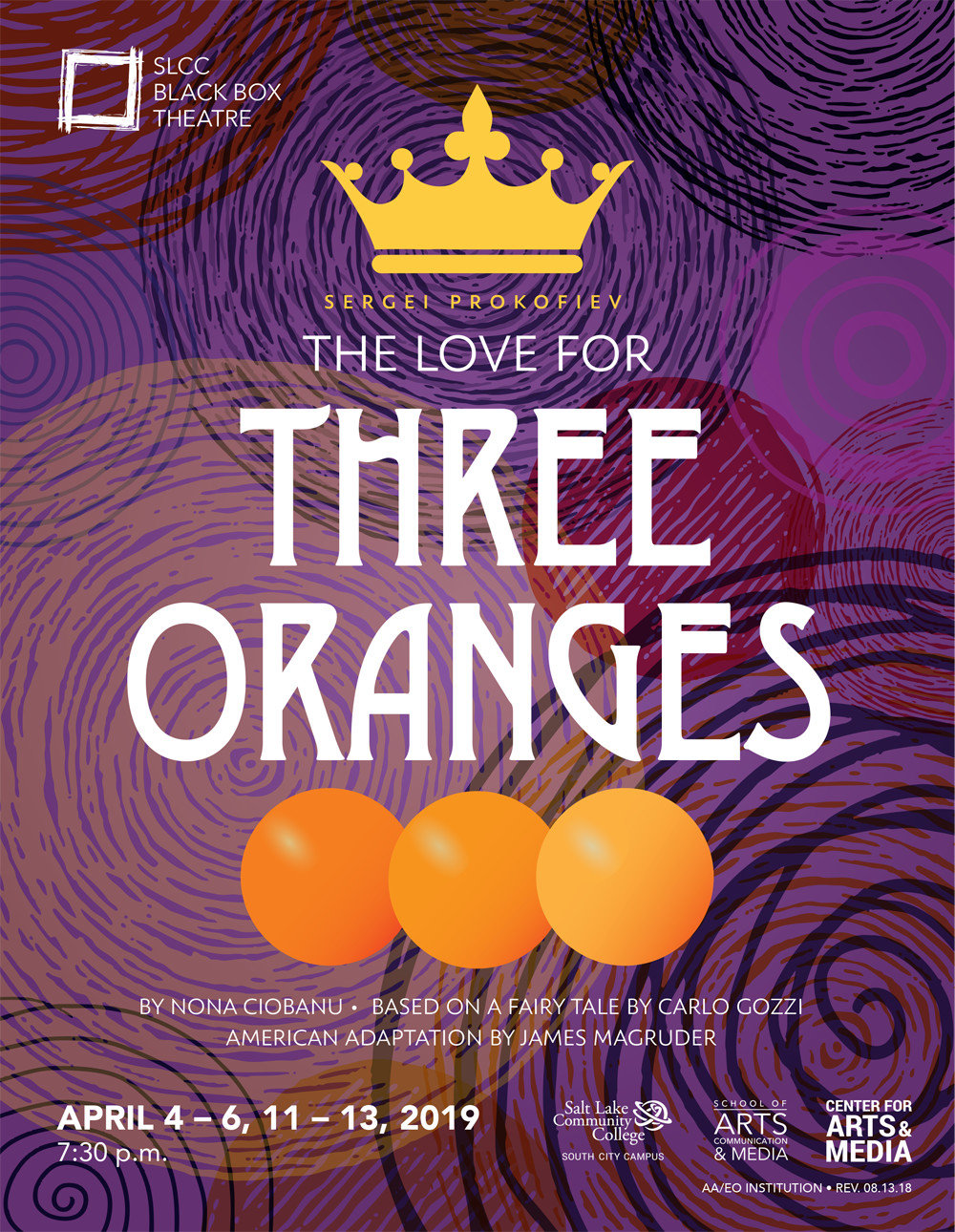 SLCC students clown around in the Black Box "The Love for Three Oranges" poster