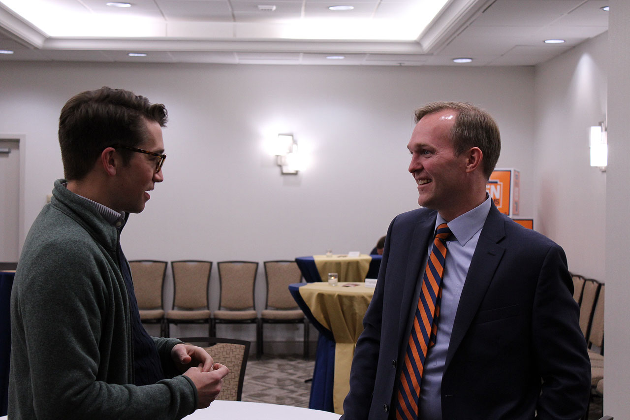 McAdams to host tech talent panel at Miller Campus Ben McAdams talks with a male constituent