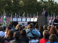 Ceremony crowd listens to Mayor Bradburn