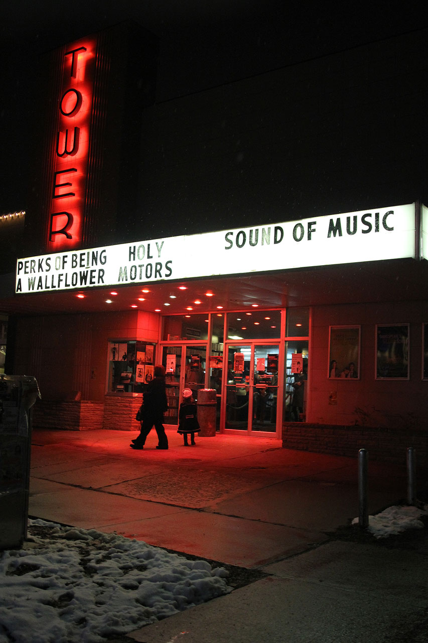 Local nonprofit focuses on film community Tower Theatre lit up at night
