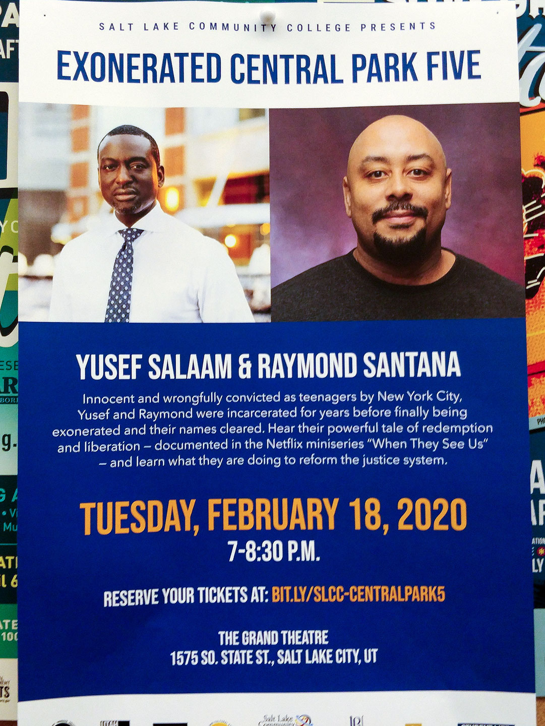 Who are the Central Park Five? Poster for Exonerated Central Park Five event