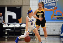 Photos: SLCC women’s basketball in Bruin Arena Ashley Scoggins dribbles the ball