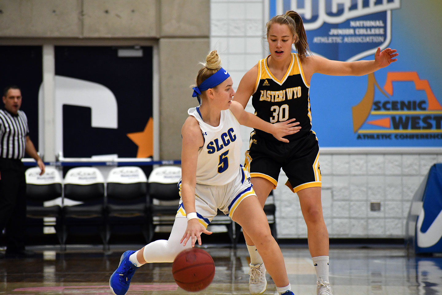 Ashley Scoggins dribbles the ball