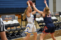 Kalee Philips holds the ball over her head