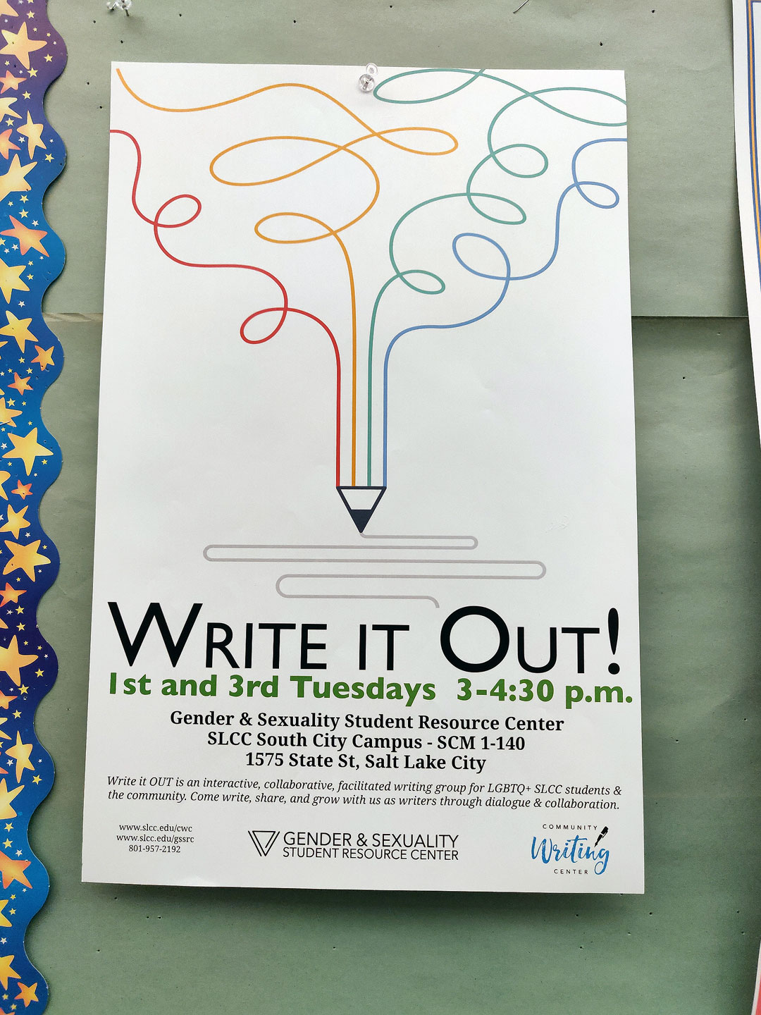 New LGBTQ+ writing group aims for diversity Write It OUT poster