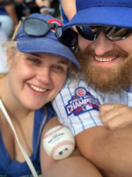 Brian and Tora with first souvenir baseball