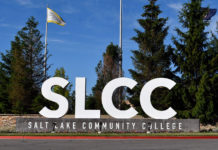 1.5% tuition increase postponed until spring 2021 SLCC block letter sign at Jordan Campus