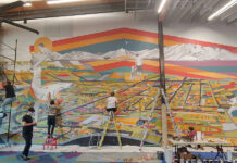 SLCC professor helps bring life to the Kearns Library "Present" mural progress