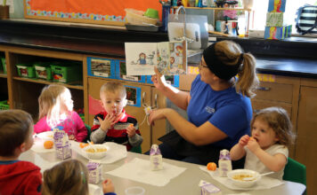 Back to school: Child care at SLCC Storytime during breakfast