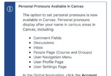 Changes to Canvas invite more inclusivity Canvas announcement regarding personal pronouns