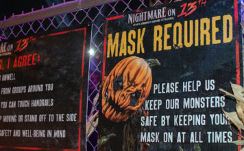 Haunted houses in the age of COVID-19 Pumpkinhead sign requiring masks