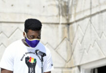 COVID-19: Adjusting to face masks on campus Wisdom Agbabli wears a mask