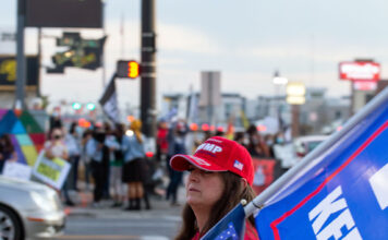 Photos: Election night in Utah Buffy Yaple holding Trump flags