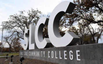 In-person classes to continue after Thanksgiving break SLCC block letter sign at Redwood Campus