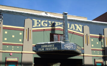 Photos: A socially distant Sundance Film Festival Outside Egyptian Theatre in daytime