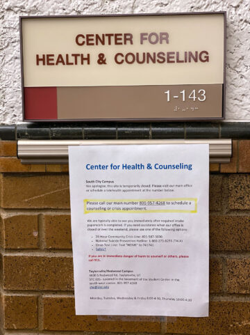 Sign indicating temporary closure of the CHC at South City Campus