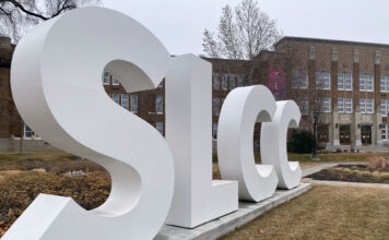 SLCC students voice opinions about mental health days SLCC block letter sign outside South City Campus