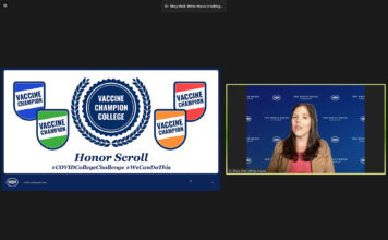 SLCC joins White House-led vaccine challenge Screenshot of COVID-19 College Vaccine Challenge webinar