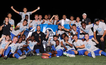 SLCC sports roundup: Banner season for Bruin soccer SLCC men's soccer team photo with championship trophy