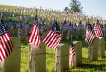 Utah veterans reflect on Memorial Day American flags on cemetery headstones