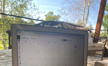 Online vs. in-person classes: How students benefit Open laptop showing a course calendar