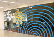 Student media provides students experience and voice Student Media Center window graphics at South City Campus