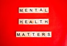 Addressing mental health: Student tools and resources Scrabble letters spell "Mental Health Matters" on red background