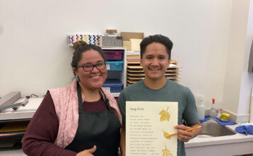 Poet honors Native American Heritage Month with poetry reading at SLCC Tacey M. Atsitty, left, stands with Eric Watchman