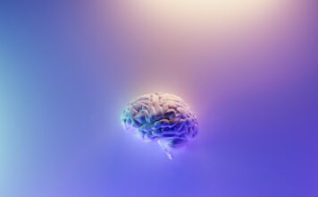 The pandemic’s effects on mental health, learning 3D illustration of a brain on a purple background