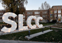 With the holidays here, some students note a lack of time off for their respective celebrations Holiday lights on SLCC block letters at South City Campus