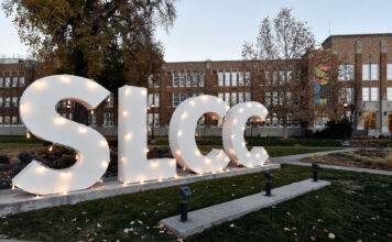 Have you completed new student orientation? Holiday lights on SLCC block letters at South City Campus