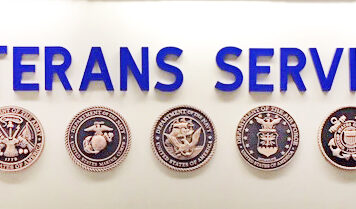 Back to school: Veterans Services Veterans Services sign with military seals