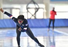 SLCC alumna Erin Jackson becomes first Black woman to win Olympic medal in speedskating Speed skater Erin Jackson practicing on the ice