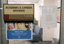 SLCC may mandate academic advising visits Academic and Career Advising sign at South City Campus