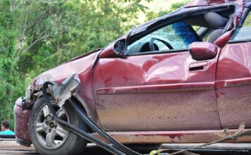 Lowest legal blood-alcohol limit in the nation produces mixed results A red sedan with substantial crash damage