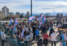 Salt Lake, SLCC communities protest to raise awareness for transgender issues Protesters gather at the Utah State Capitol and wave flags