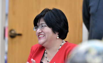 Utah Woman of the Year honoree mentors Salt Lake-area immigrants Luz Gamarra smiles during a college event