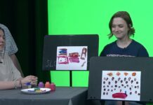 What’s Bruin’ – Speed fingerpainting Students view two finger paintings