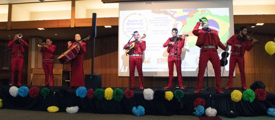 A Mariachi band plays on stage
