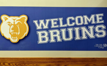 Letter from SLCCSA president: 2022-2023 vision statement Blue banner displays a yellow bear logo and white text that reads "welcome bruins"