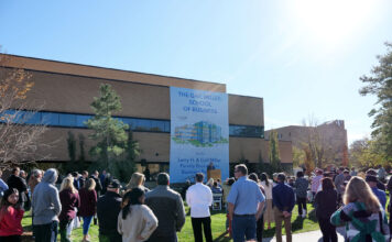 SLCC will revamp its business building with $10M donation from Gail Miller’s foundation Sun shines on crowd outside SLCC Business Building