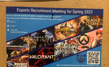 With a new director, SLCC Esports respawns spring semester Esports Recruitment Meeting for Spring 2023 flyer
