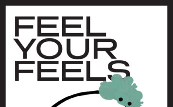 SLCC mental health campaign wants students to embrace their emotions Feel Your Feels campaign art featuring white "hooman" character covered with multicolored "goobers"