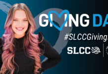 Give to students this Thursday for Giving Day Young woman smiling for SLCC Giving Day graphic