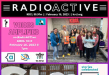 Voices Amplified: Feb. 16, 2023 RadioActive KRCL graphic for Feb. 16, 2023